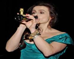 Helena Bonham Carter consuming alcohol
